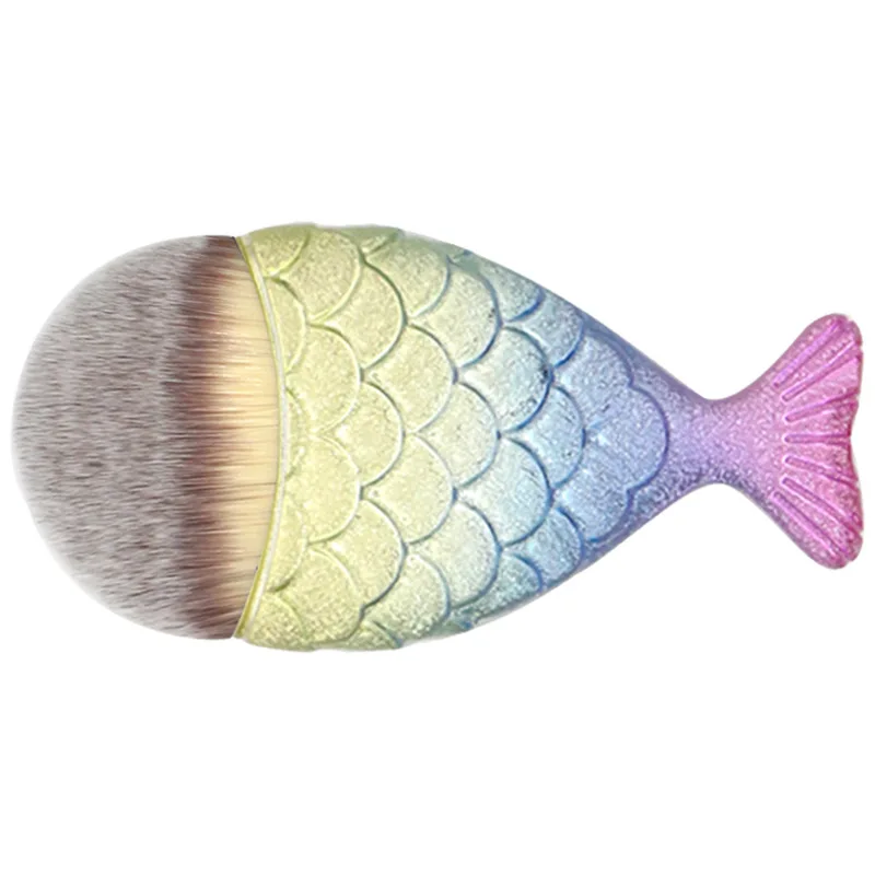 1 шт. большой круглый Top Фонд Русалка щетку мягкие волокна пудра Blush Brush портативный рыбий хвост Фонд Make up brush