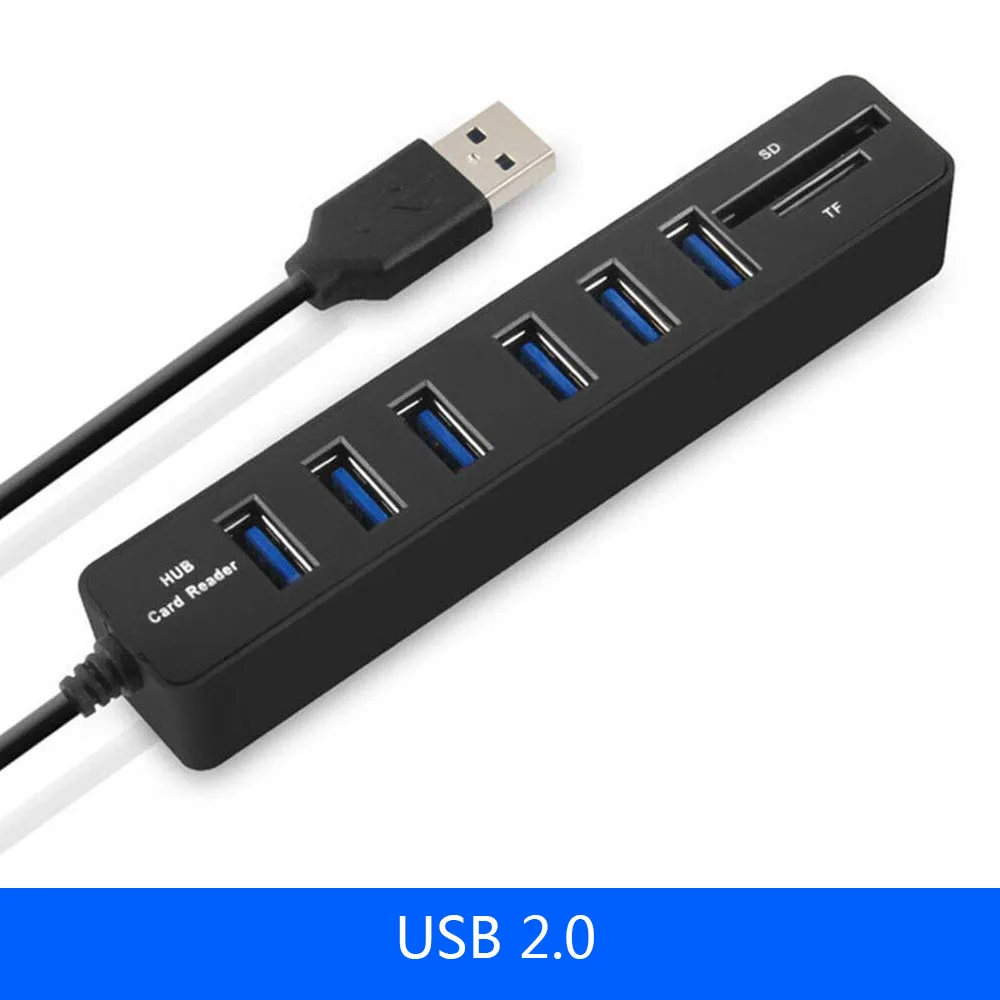 8 ports USB 2.0 Мульти USB 3,0 2,0 концентратор USB разветвитель Высокоскоростной 5 8 портов Hab TF SD кард-ридер все в одном для ПК Компьютерные аксессуары - Цвет: 8 ports USB 2.0