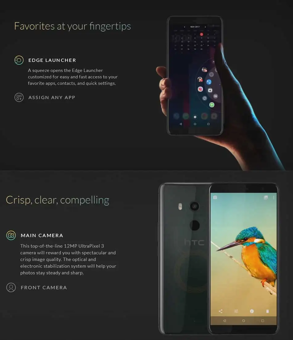 Мобильный телефон htc U11 Plus 6 ГБ 128 ГБ Восьмиядерный процессор Snapdragon 835 6,0 дюймов Android 8,0 IP68 водонепроницаемый пылезащитный телефонный