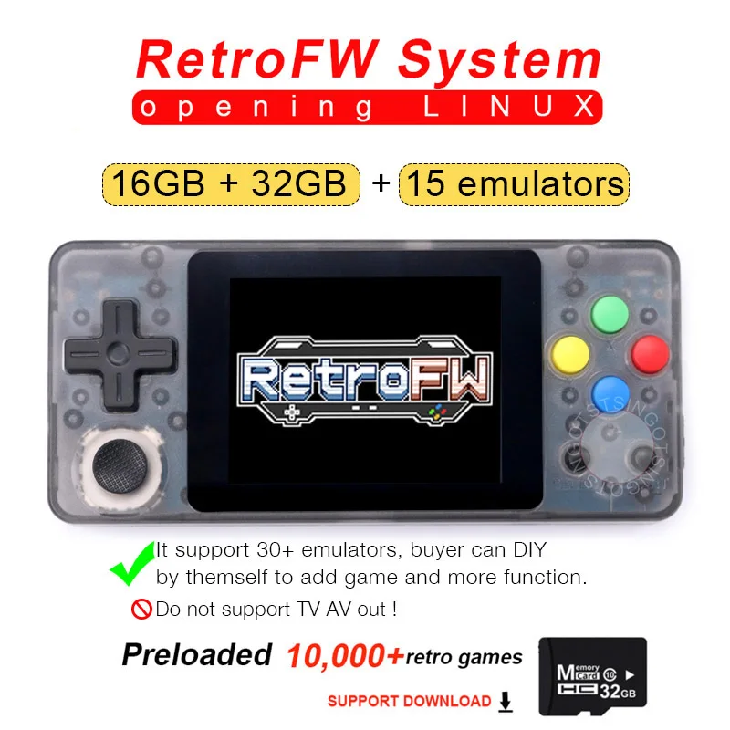 2.0black 32GB TF Новая игровая консоль LDK 2,7 дюймов LINUX RetroFW система DIY ретро игровая видео плеер 48 ГБ встроенные 10000 Ретро игры управление на 360 градусов - Цвет: 2.0black 32GB TF