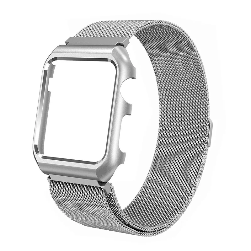 Silver URVOI milanese для apple watch, ремешок серии 3 2 1, ремешок из нержавеющей стали для iwatch, магнитная пряжка, чехол, защитный чехол - Цвет ремешка: Silver