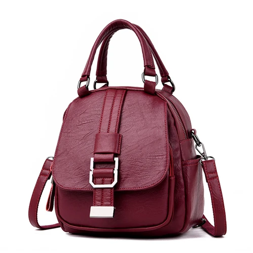 Женский рюкзак mochila feminina, повседневный многофункциональный женский кожаный рюкзак, женская сумка на плечо, сумка для путешествий - Цвет: Red