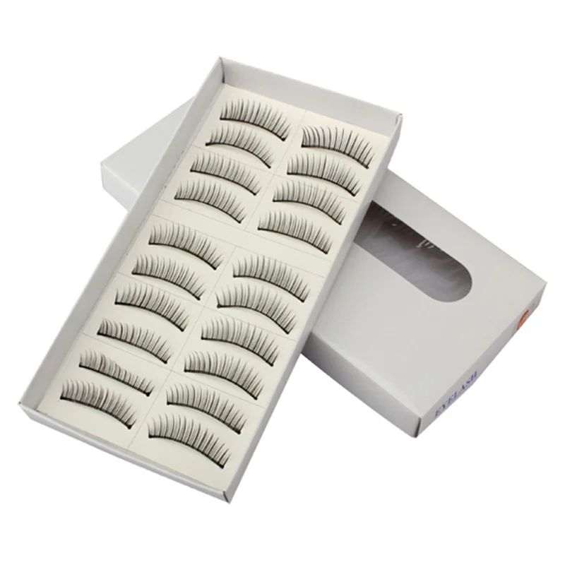 10 пар накладных ресниц натуральные тонкие аккуратные черные ресницы для глаз