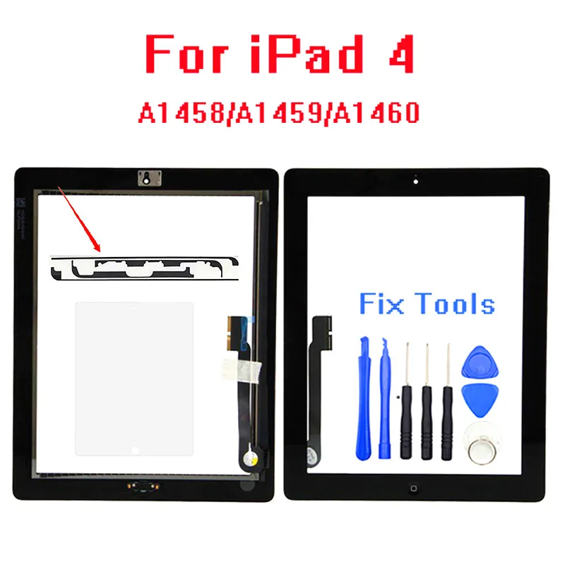 Для iPad 4 сенсорный экран в сборе домашняя кнопка стекло дигитайзер с