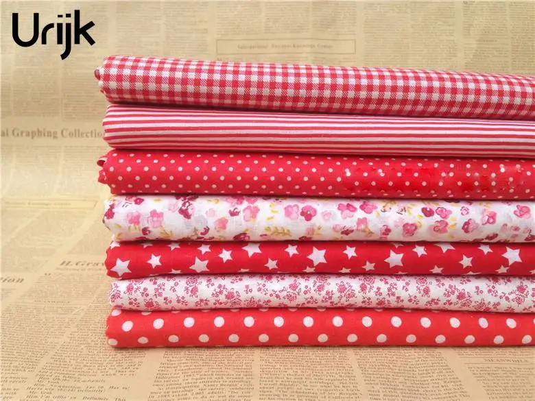 Urijk 7 шт./компл. 25*25 см красные Лоскутные ткани сделай сам для шитья детское