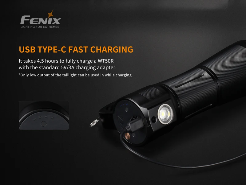Usb type-C Быстрая зарядка и USB разрядка Fenix WT50R Многофункциональный портативный фонарик с 7,2 V/5200 mAh аккумулятор