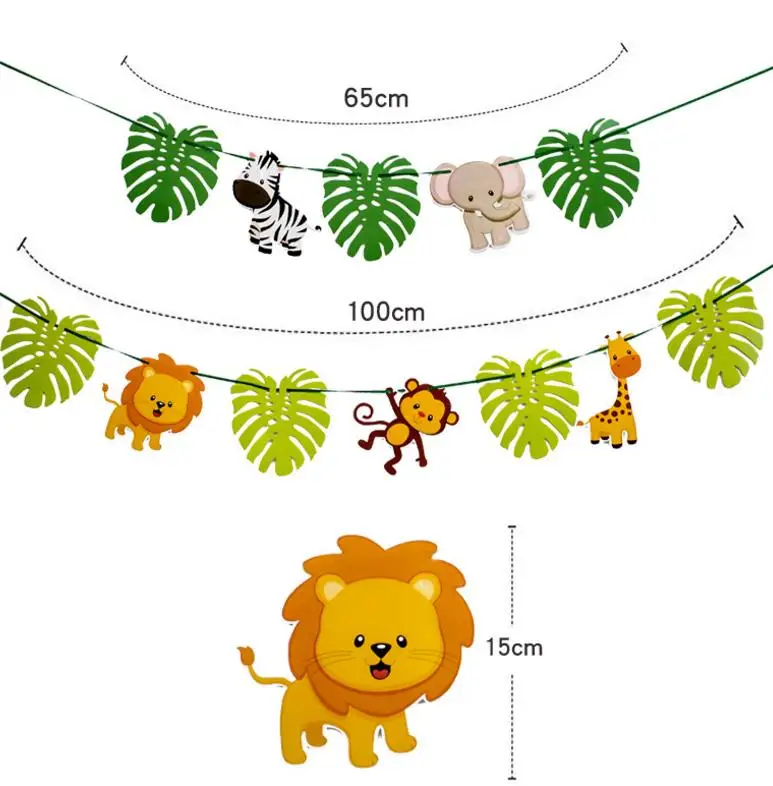 1 упаковка милых мультяшных животных джунглей тематические баннеры на день