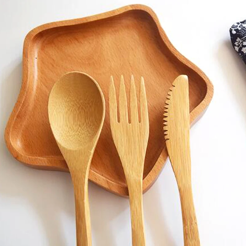 Набор бамбуковых ложек и вилок 3 шт. многоразовые бамбуковые столовые приборы