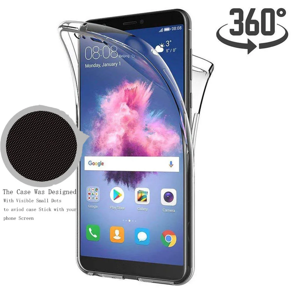 Чехол с полным покрытием 360 градусов для Huawei P Smart защита спереди и сзади ТПУ