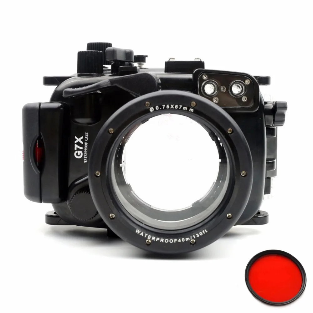 Meikon 40 м/130F подводный водонепроницаемый корпус камеры чехол для Canon G7X(8,8-36,8 мм)+ MEIKON красный фильтр 67 мм