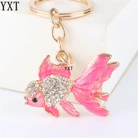 lovely pink goldfish cute crystal charm purse handbag car key keyring keychain party wedding birthday friend lover gift