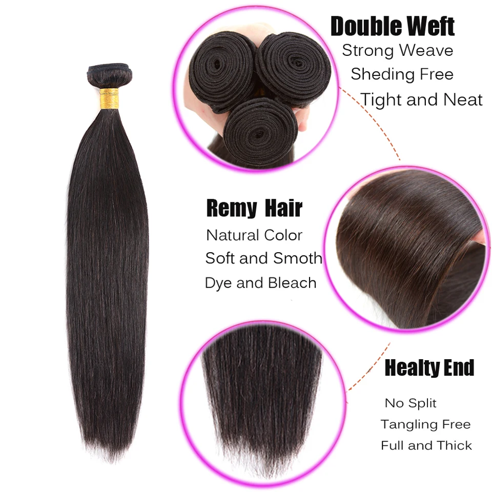 Shenlong Hair прямые человеческие волосы пучки с закрытием перуанские волос Remy