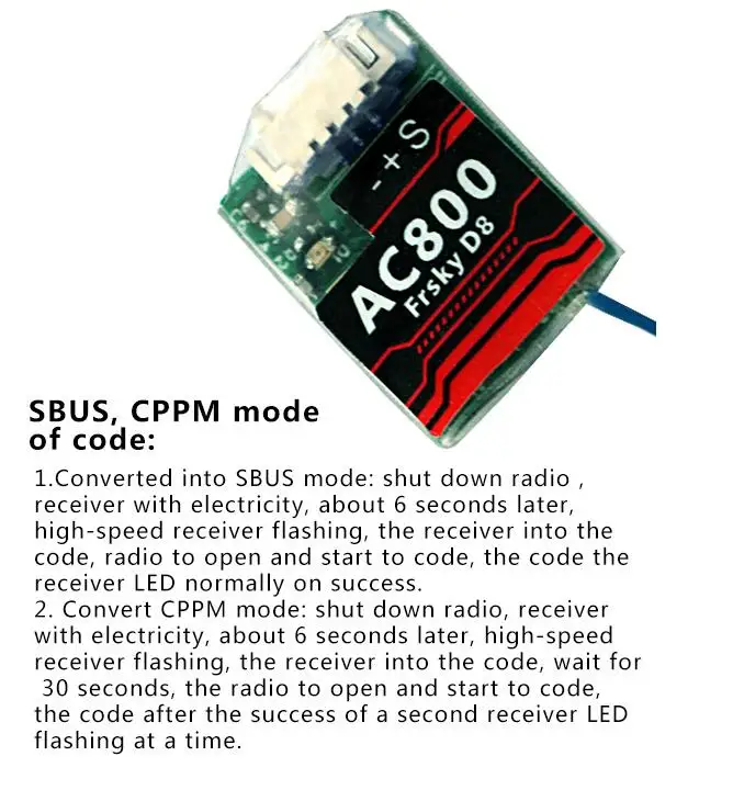 1pcs 2.4Ghz 7ch Receiver FrSky D8 AC800 CPPM SBUS Telemetry for X9D Plus X12S X9E Indoor FPV Racing Quad Tiny 90mm 125 | Игрушки и хобби