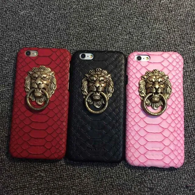 Кожаный чехол для iPhone 5 5S 6 S Plus с металлической пряжкой и изображением Льва |