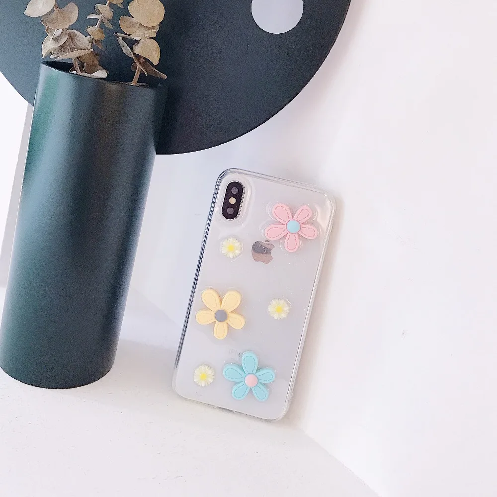 Luxury Bling Glitter phone Case on for iphone XS XR Max Clear TPU Flower Soft Silicone Cover 6 6S 7 8 Plus X |
