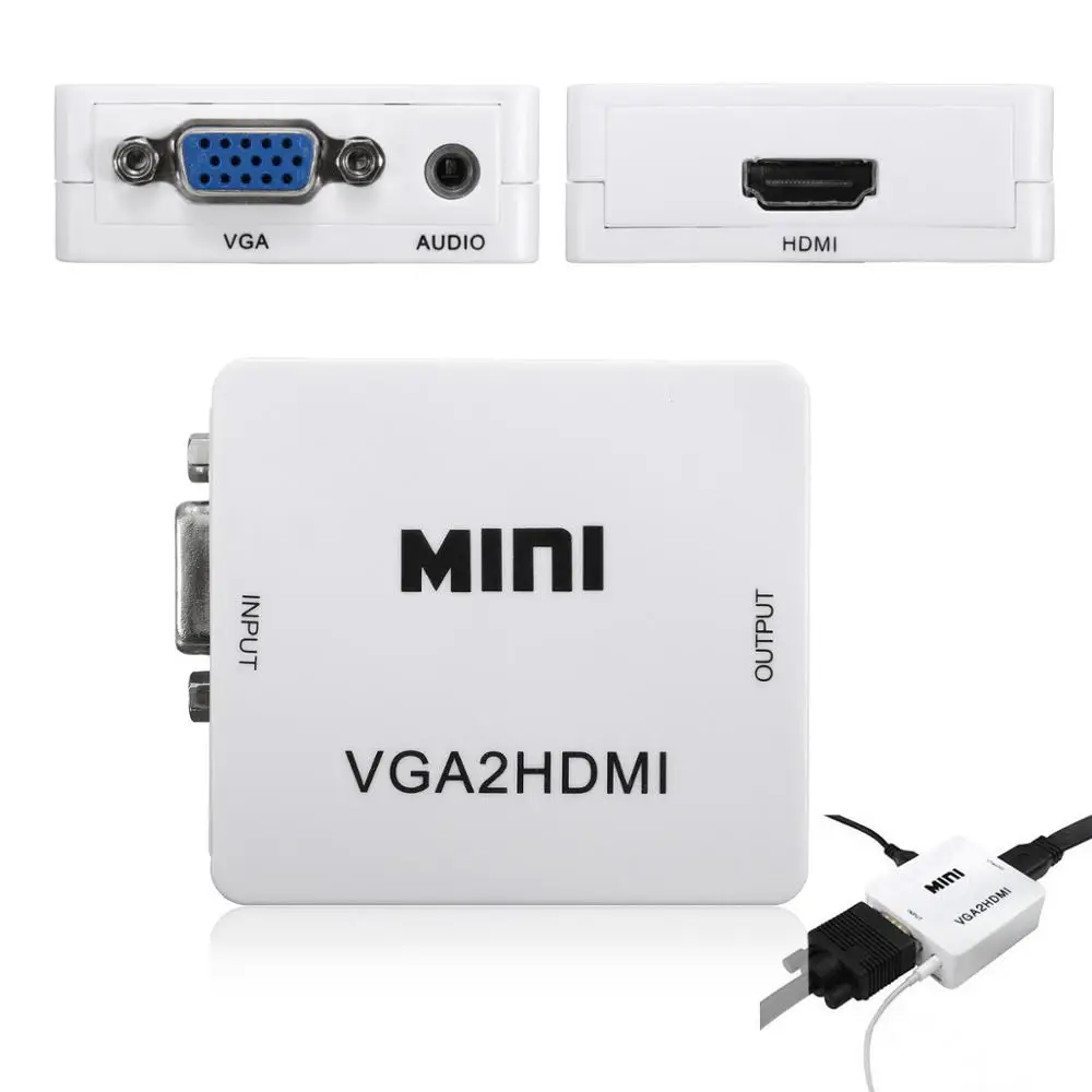Мини-vga к HDMI конвертер с аудио VGA2HDMI устройство для видеосъемки адаптер HD видео 1080 P