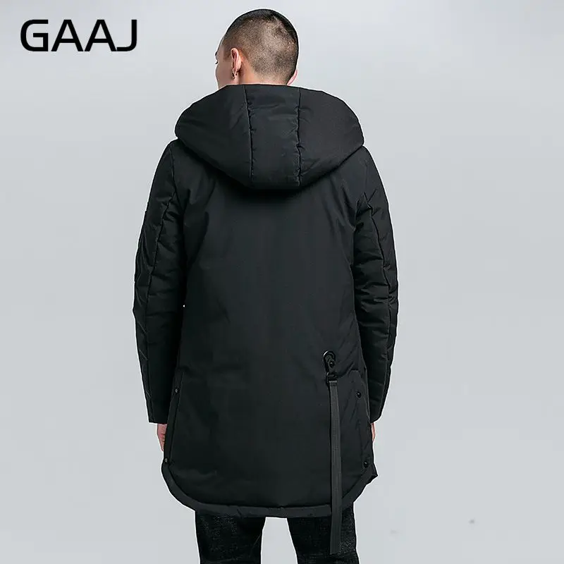 Мужская парка в стиле хип хоп GAAJ зимняя длинная приталенная куртка цвета хаки с