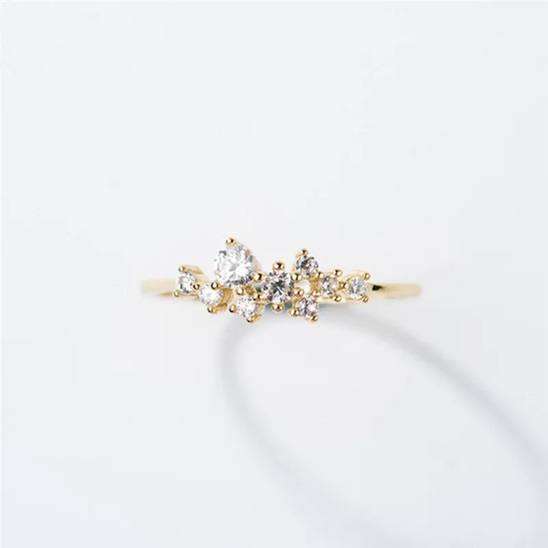 BOAKO Stylish Fashion Women Ring Finger Jewelry Gold Color Rhinestone Crystal Rings 6/7/8/9/10 Size Hot Sale Drop shipping | Украшения и