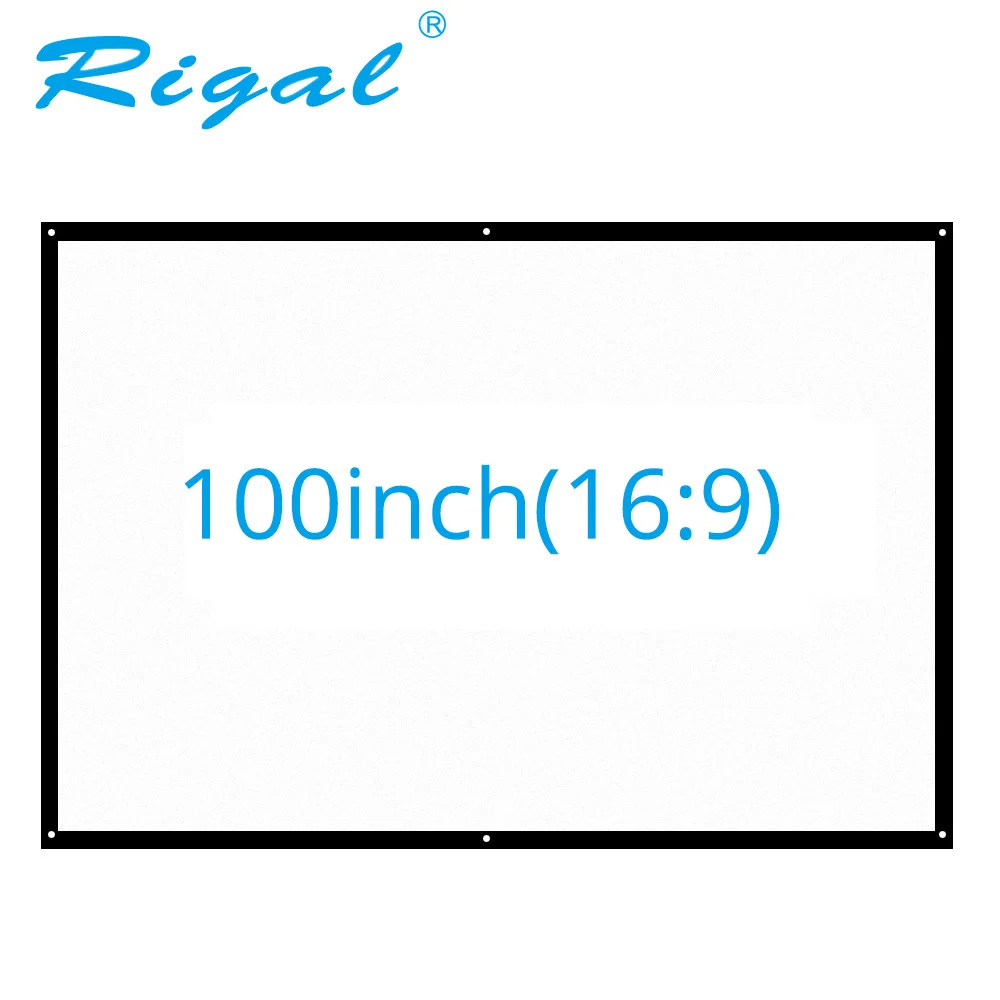 Портативный проектор Rigal 60, 100 дюйма, 16:9, пластиковый экран, матовый белый, для домашнего кинотеатра, встречи, светодиодный DLP проектор
