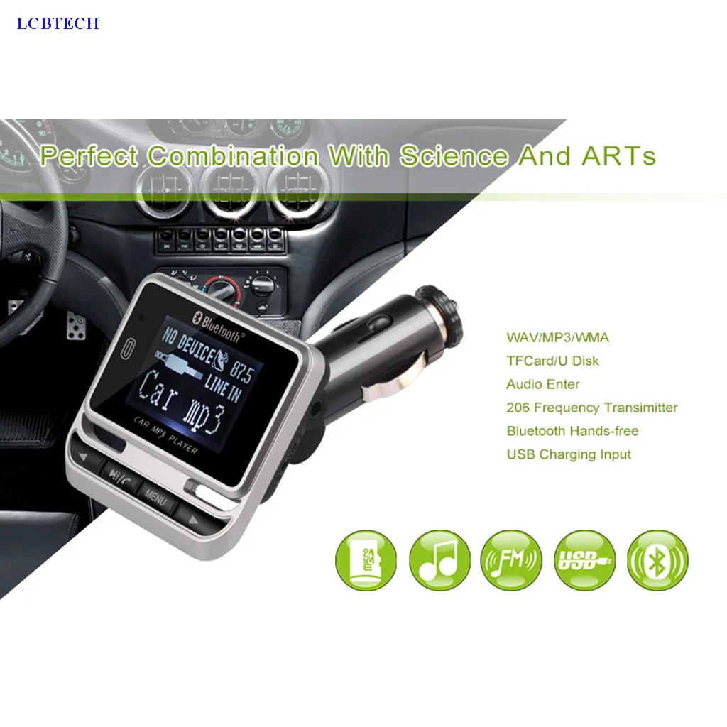 Bluetooth автомобильный беспроводной fm-передатчик стерео громкой связи с 1,4 дюймовым ЖК-экраном и usb-зарядным устройством поддержка tf-карты USB Flash