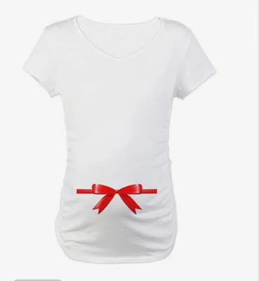 Bow White Tee Одежда для беременных; футболки с мультяшным принтом; топы для беременных; футболки для беременных женщин; Рождественская Одежда для беременных; большие размеры - Цвет: Bow White Tee