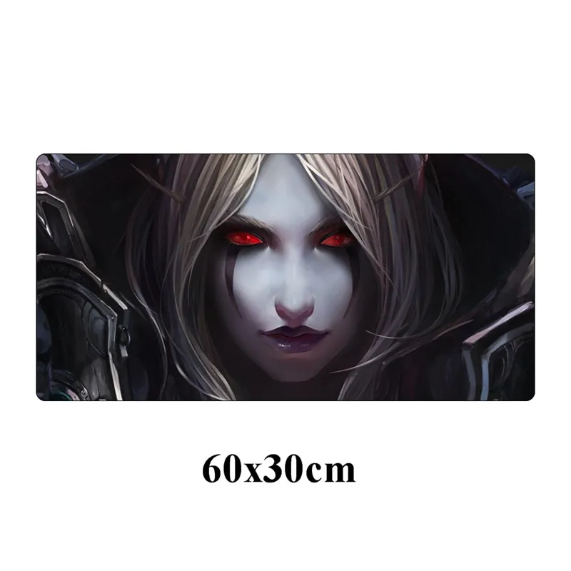 Черный World of Warcraft Mousepad Large 60X30cm Gamer Sexy Girl Sylvanas Gaming Mouse pad Locking Edge Laptop Rubber Notebook Desk Mat - Цвет: Черный