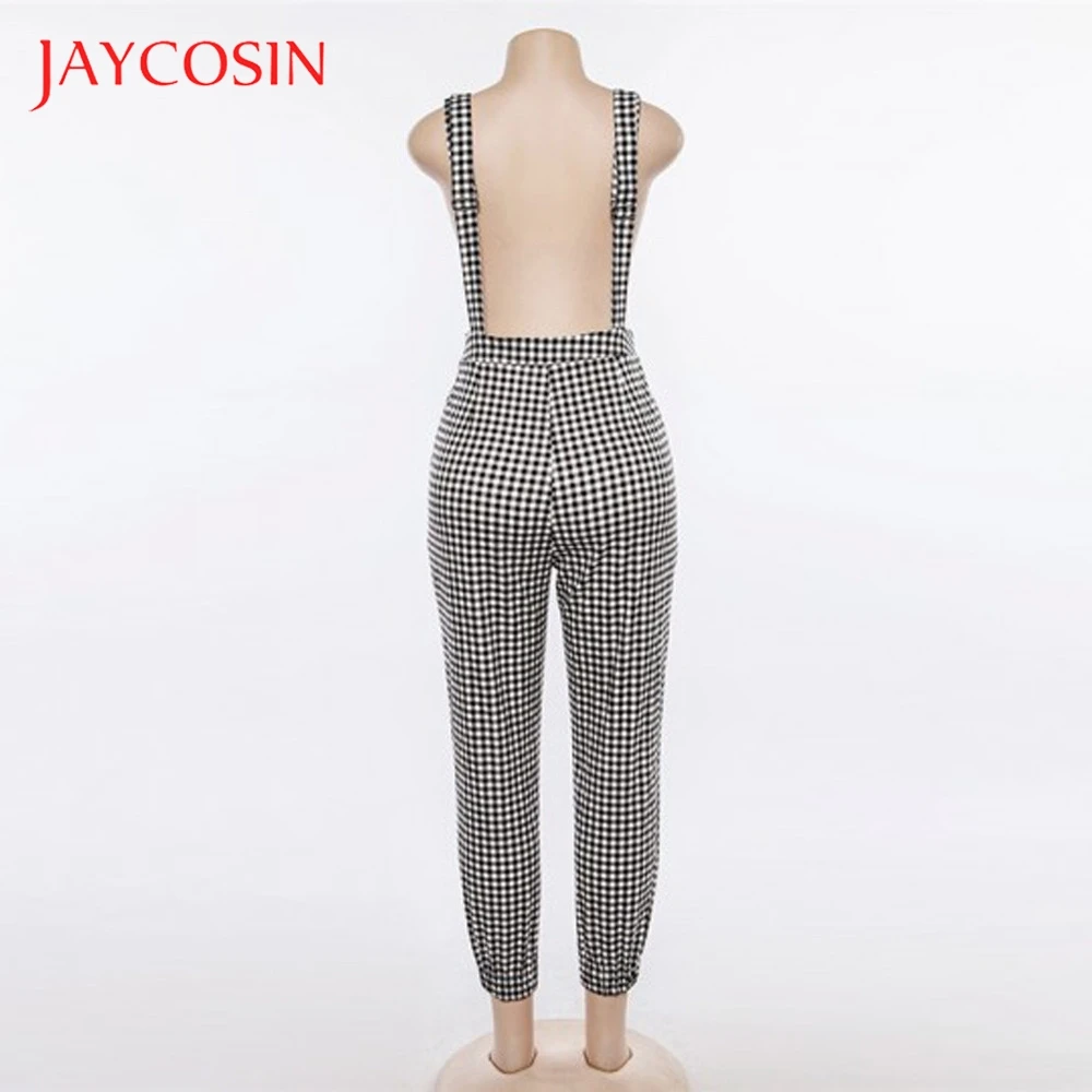JAYCOSIN свободный женский комбинезон без рукавов клетчатый длинный брюки