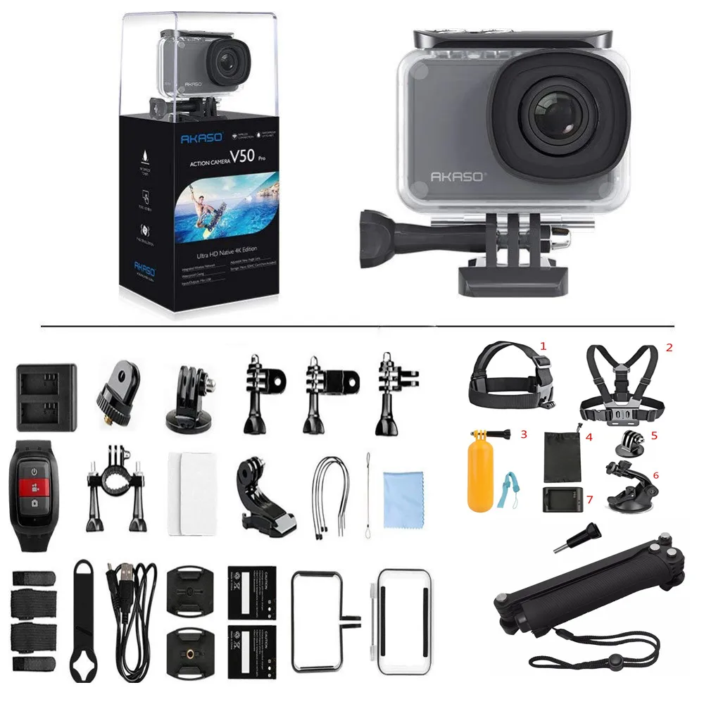 AKASO V50 Pro нативная 4 K/30fps 20MP WiFi Экшн-камера с сенсорным экраном EIS 30 м водонепроницаемая Спортивная go Helmet pro спортивная камера