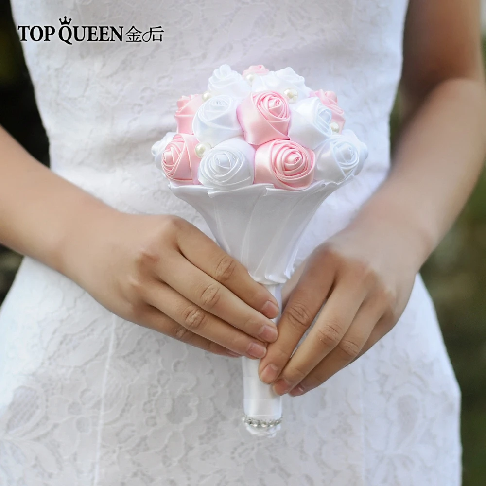 TOPQUEEN F4-PK букет Искусственные розы Розовый Свадебный букет цветок-бутоньерка корсаж лента для свадебных букетов