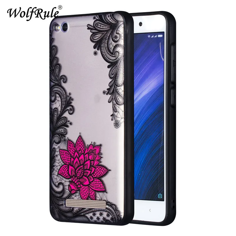 Wolfrole Xiaomi Redmi 4A чехол черный кружевной красный цветок мягкий TPU Модный для 4a