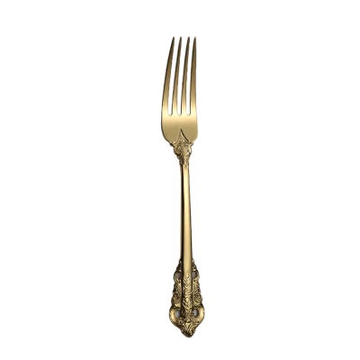 Gold Main Fork Ретро винтажный набор посуды из нержавеющей стали 304, набор ножей, вилок, чайная ложка золотого и серебряного цветов, роскошная столовая посуда, набор столовых приборов, 1 шт - Цвет: Gold Main Fork