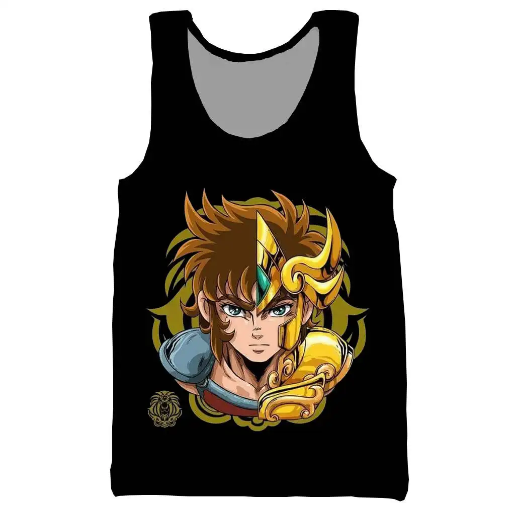 Аниме Saint Seiya 3D Печатный Топ на бретелях для мужчин модный крутой летний топ и