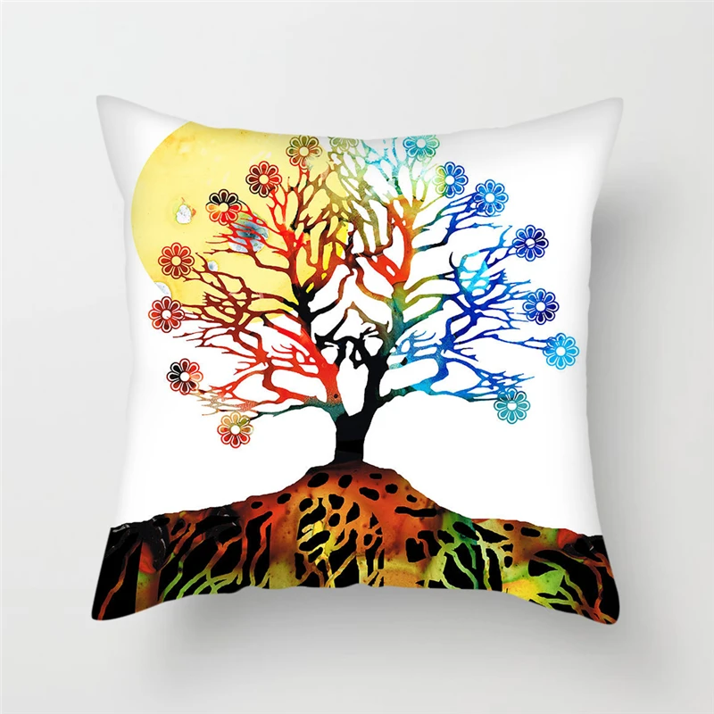 Чехол для подушки Fuwatacchi с изображением счастливого дерева декоративные чехол