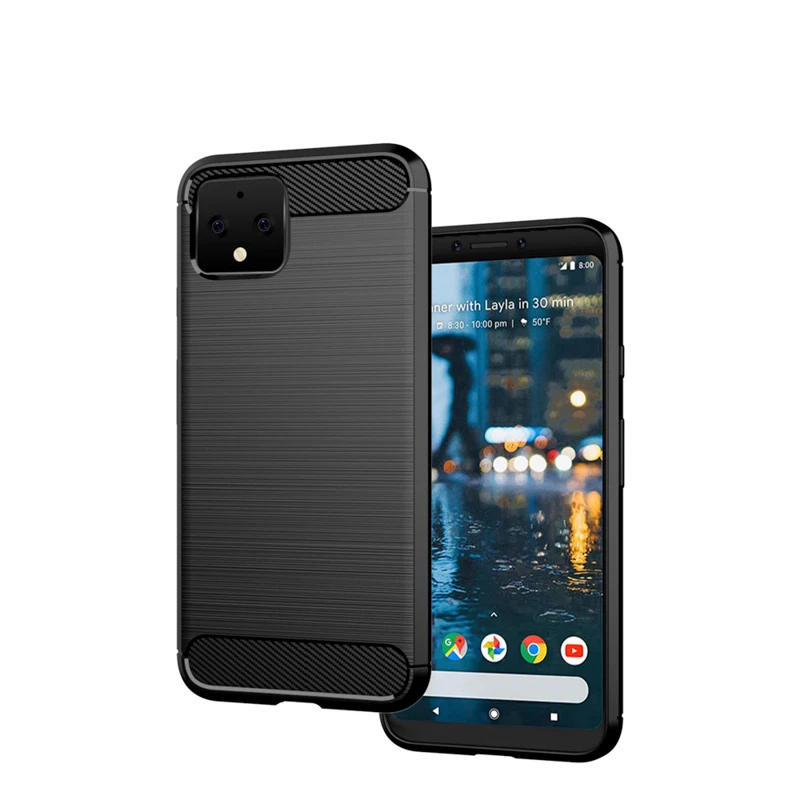 Для Google Pixel 4/4xl чехол противоударный матовый мягкий бампер из углеродного волокна