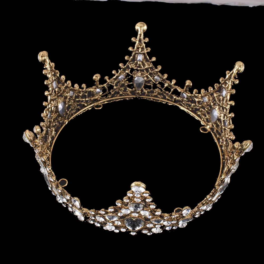 Барокко Винтаж Черный горный хрусталь бусины круглая Корона Свадебные