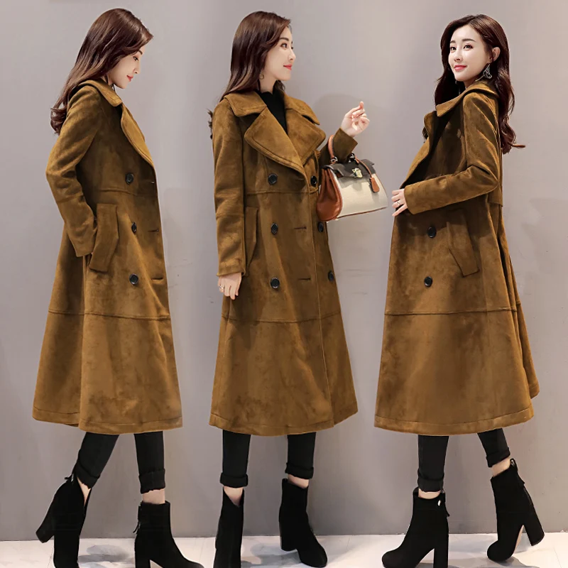 Новинка сезона осень 2019 года Женский тренчкот tnlnzhyn из искусственной замши Тонкий