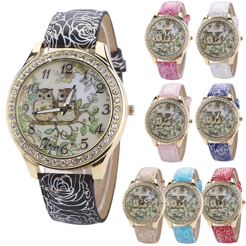 Роскошные женские часы Montre Femme, лучший бренд, мужские и женские универсальные парные модели с рисунком совы, кварцевые часы с бриллиантами, Reloj* A