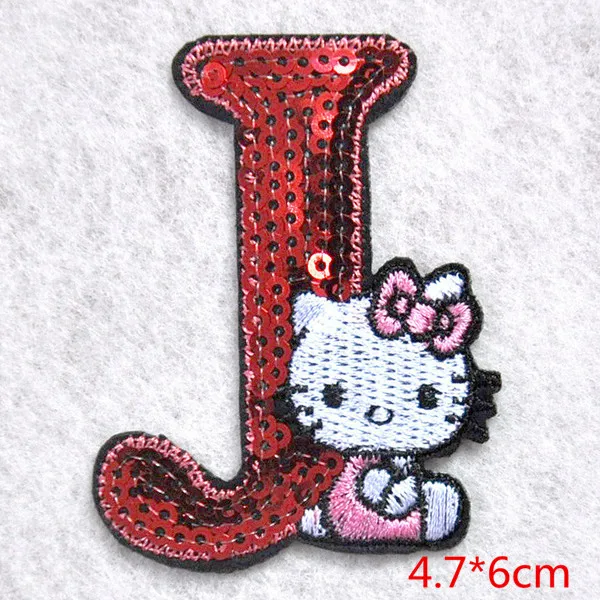 Расшитая блестками детская розовая нашивка «hello kitty» с железной нашивкой; Одежда для девочек и мальчиков; нашивка с вышивкой «сделай сам» - Цвет: J