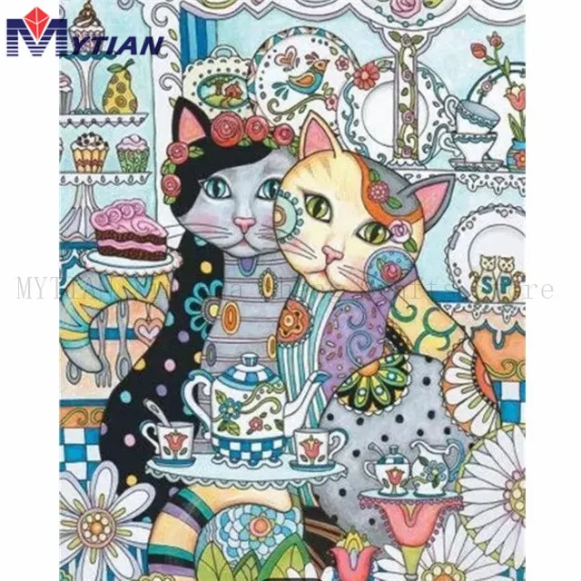 Алмазная живопись MYTIAN 5D DIY мандала вдохновленная кошками театим пустыня алмазная
