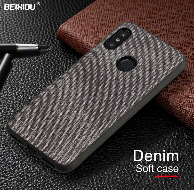 Роскошная джинсовая кожаная сумка из ткани для Xiaomi Redmi Note 6 Pro Чехол телефона