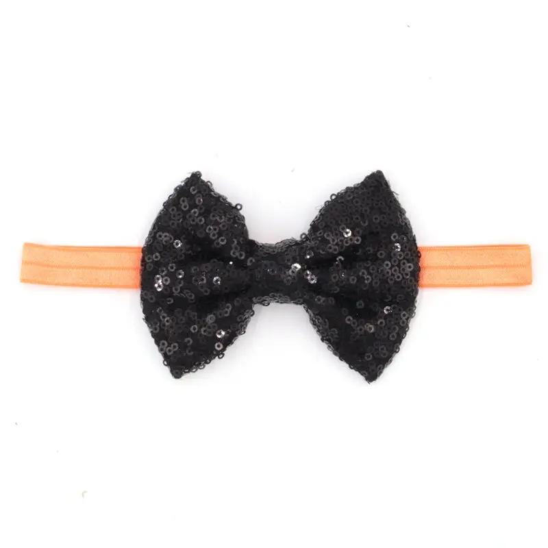 

4pcs/lot Retail 4'' Sequins Hair Bow with 15MM Width Solid Headband, Hair Bow Headband For Children Hair Accessory
