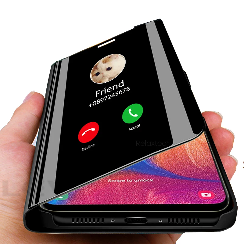 Зеркальный флип-чехол для samsung galaxy a20 обложка чехол для samsung a30s a50s a10 a20e a30 a40 a50 a60 a70 a80 a90 5g подставка чехол