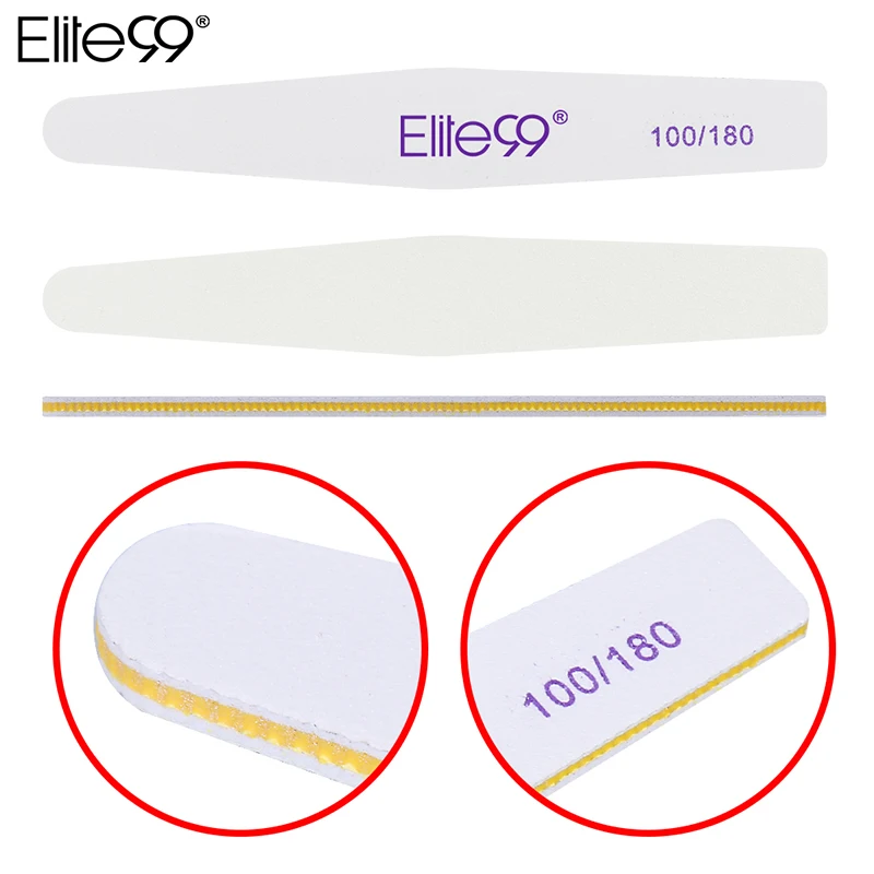 Шлифовальная Пилка Elite99 5 шт./лот для дизайна ногтей 100/180 Грит с изогнутыми боками