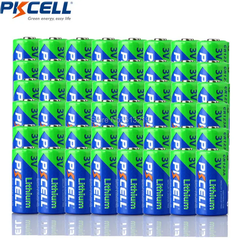 

50PC PKCELL CR123A 3V CR17345 2/3A KL23a VL123A DL123A 5018LC EL123AP SF123 Non-rechargeable Lithium Battery For LED Flashlight