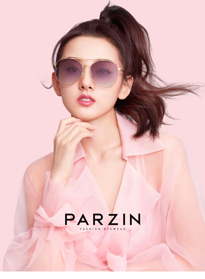 PARZIN, солнцезащитные очки для женщин, фирменный дизайн, большая металлическая оправа, солнцезащитные очки для женщин, UV 400, женские оттенки, чехол 8203