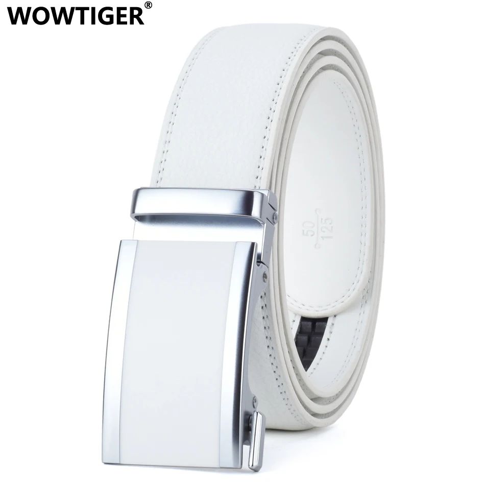 Мужской модный кожаный ремень WOWTIGER с автоматической пряжкой роскошные мужские