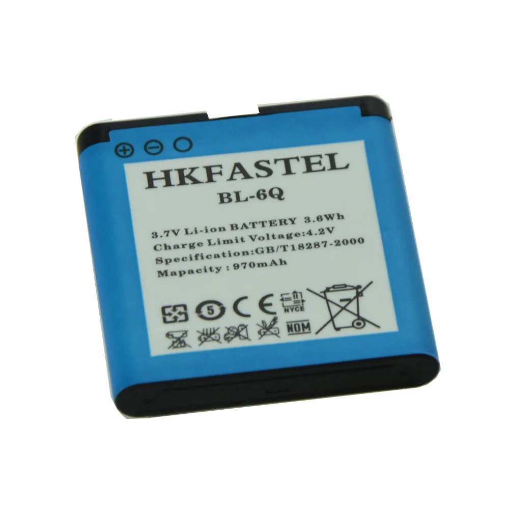 HKFASTEL New BL-6Q BL 6Q Li-ion Mobile Phone Battery for Nokia 6700C 6700 Classic Cell phone batteries 970mAh | Мобильные телефоны