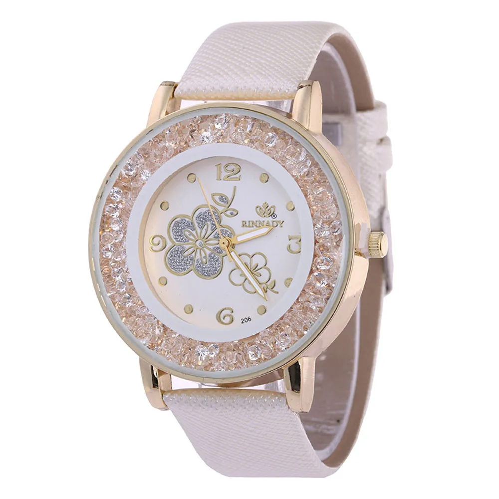 Кварцевые часы с бриллиантовым бриллиантом и розовым узором relogio feminino reloj