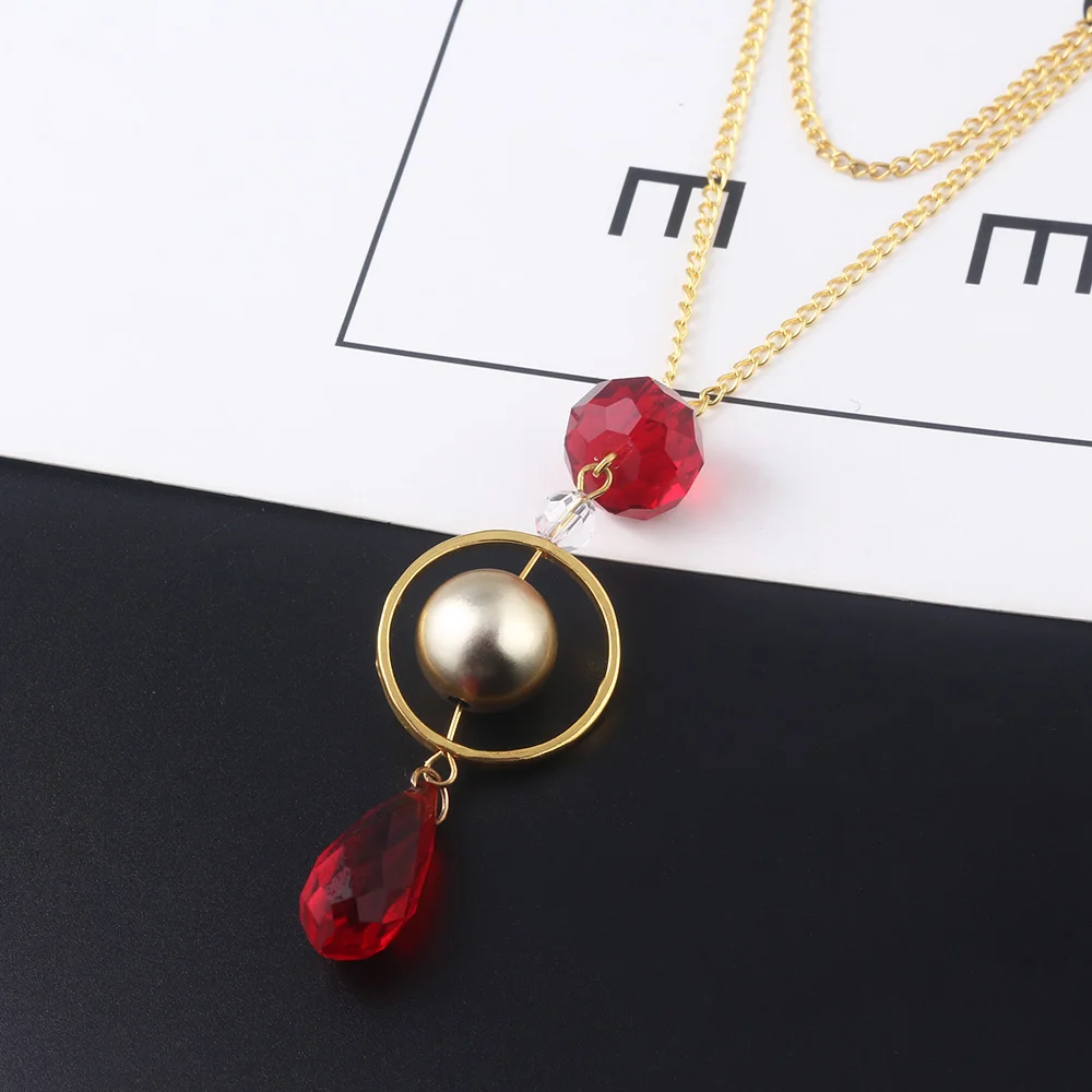 Женское Ожерелье с бусинами и красными кристаллами | Украшения аксессуары