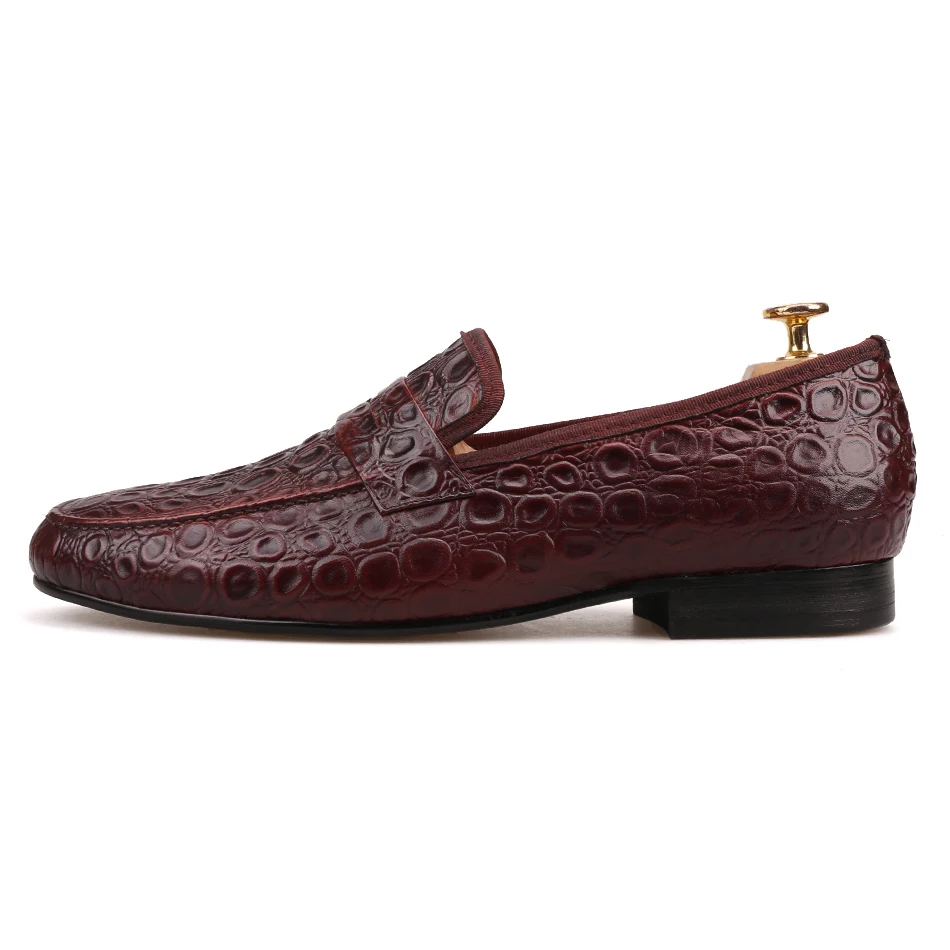 Piergitar 2018 new style Marble Embossing Brown Genuine Leather Loafers Men Casual shoes Men's Flats SIze US 4-17 Free shipping | Обувь